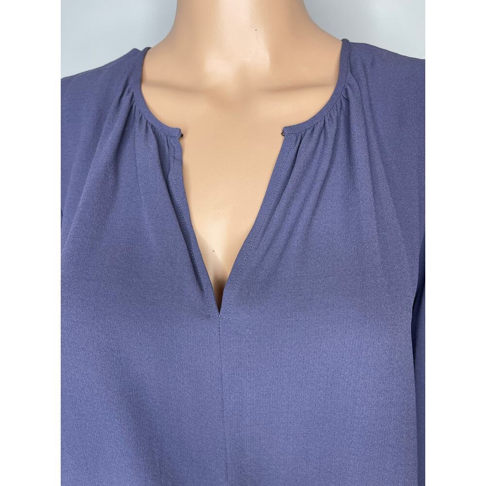 Eileen Fisher Slit Neck Purple Long Sleeve Georgette Silk Blouse size Medium New - Picture 4 of 13